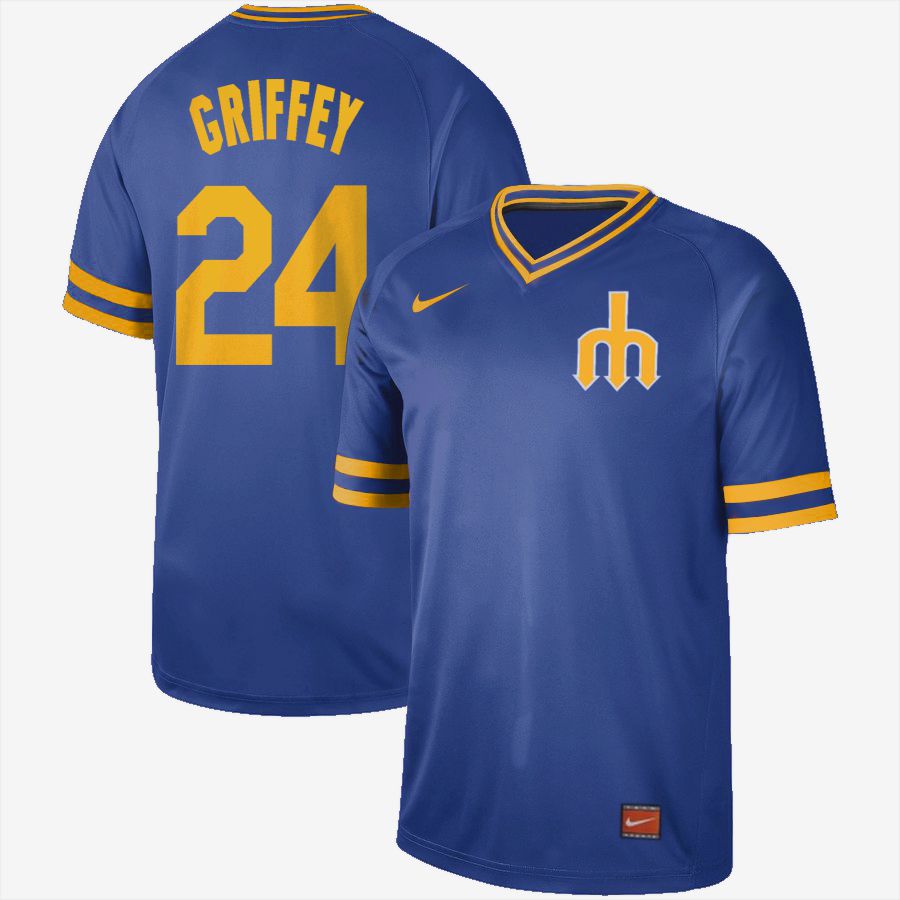 2019 Men MLB Seattle Mariners #24 Griffey blue Nike Cooperstown Collection Jerseys